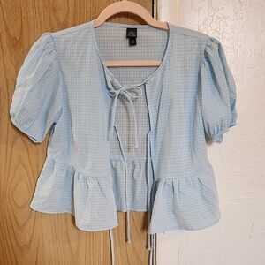 Wild Fable Light Blue Gingham Blouse